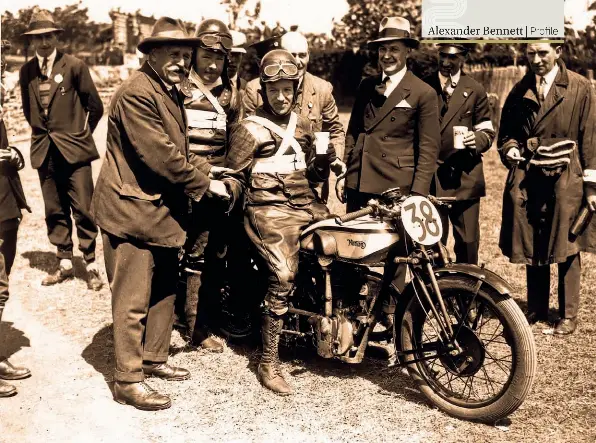  ??  ?? Above: Alec Bennett, Norton, after the victorious
1927 Senior TT.