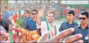  ?? PTI ?? Rahul Gandhi waving to his supporters during a rally.