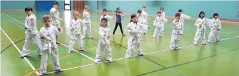  ?? FOTO: TSG ?? Mit viel Freude dabei: Die Schüler lernen die Sportart Taekwondo kennen.