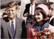  ??  ?? John F. Kennedy with wife Jacqueline Kennedy at Dallas airport, just before the assassinat­ion, on 23 November 1963.