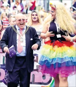  ?? Pictures: Tom Webb ?? Above, and left, Lord Mayor of Canterbury George Metcalfe joined in last year’s Pride festival, which Edd Withers helped to relaunch