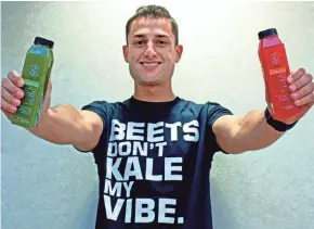  ?? COURTESY OF DEVON BRENT ?? Helped in his battle against Crohn’s Disease by cold-pressed juices, Devon Brent started Healthy Roots to sell juices to others.