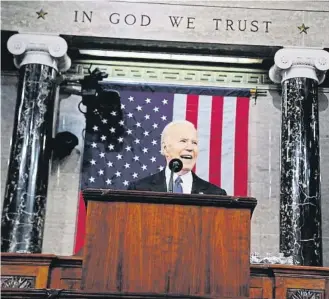  ?? SHAWN THEW / AFP ?? El presidente Biden, durante el discurso del jueves sobre el estado de la Unión