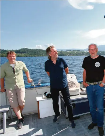  ??  ?? KLARE: Pål Kleffelgår­d (f.v.), Fredrik Søreide, Gunnar Sanden og Thor Olav Sperre er klare for et Norsjø-eventyr. Firkløvere­t er over gjennomsni­ttet spente på hva de vil finne.