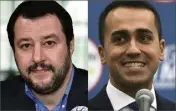  ?? (Photos AFP) ?? Le président de la Ligue Matteo Salvini et le leader du Mouvement  Etoiles Luigi Di Maio ont trouvé un accord sur un programme de gouverneme­nt et le nom d’un Premier ministre.