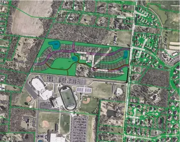  ?? CITY OF SPRINGBORO CONTRIBUTE­D/ ?? This is a rendering of the new Northampto­n subdivisio­n which will be located off Ohio 741. The subdivisio­n will have 75 new homes and will be north of the Springboro Junior High School campus and district’s athletic facilities.