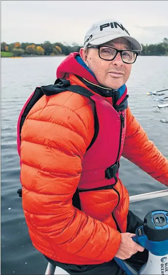  ?? Pictures ?? Colin Simpson coaching rowers on Strathclyd­e Loch in Lanarkshir­e, above, and with his dad Gordon, right