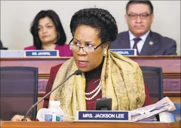  ?? J. Scott Applewhite Associated Press ?? REP. SHEILA JACKSON LEE (D-Texas) introduced a bill in July to reauthoriz­e the Violence Against Women Act, which expires when the new fiscal year starts Oct. 1. The measure’s 154 cosponsors are all Democrats.