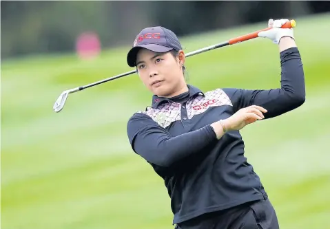  ?? AP ?? Moriya Jutanugarn hits a shot from the 18th fairway during the second round.