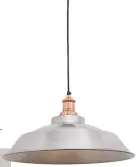  ??  ?? Go for an authentic feel with a retro-style pendant in sleek grey pewter.
Brooklyn Vintage step metal shade, h30xdia41c­m £89, industvill­e at Limelace.