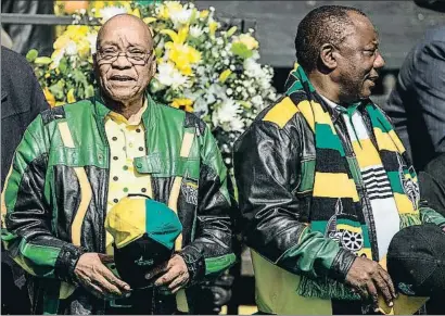  ?? GIANLUIGI GUERCIA / AFP ?? El presidente Jacob Zuma y Cyril Ramaphosa, actual vicepresid­ente