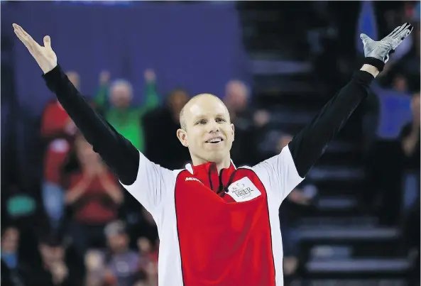  ?? JEFF MCINTOSH/THE CANADIAN PRESS ?? Pat Simmons replaced John Morris at skip and went on to guide Team Canada to the championsh­ip back in 2015 when the Brier was held in Calgary.
