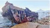  ?? ?? THE Antipolis has washed ashore at the 12 Apostles in Cape Town. | CITY OF CAPE TOWN