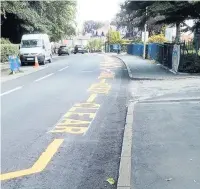  ??  ?? The brand new ‘school keep clear’ markings outside the now empty King’s School site on Fence Avenue