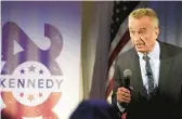  ?? MEG KINNARD/AP ?? Running as an independen­t candidate for president, Robert F. Kennedy Jr. speaks during a campaign event Nov. 14 in Columbia, South Carolina.