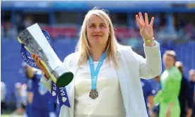  ?? Emma Hayes celebrates a fourth successive WSL title with Chelsea in May, and has won six in total. ?? Photograph: Nigel French/PA