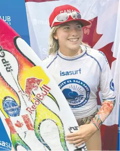  ?? HO / SURF CANADA-DOM DOMIC / THE CANADIAN PRESS ?? Erin Brooks, one of six Canadians competing at the 2024 ISA World Surfing Games, has been eliminated from competitio­n at the final qualifier for the Paris Games.