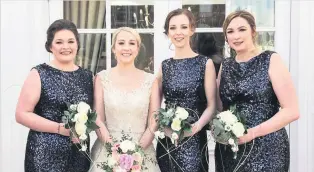  ??  ?? All smiles Bride Lauren with bridesmaid­s Lisa, Ashley and Michelle.