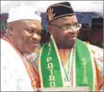  ??  ?? AKISCOM's President, Chief Elijah Ufot (left) with Akwa Ibom governor, Udom Emmanuel