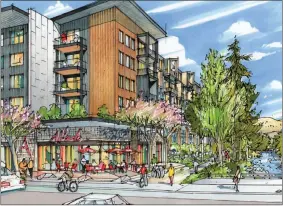  ?? CITY OF PENTICTON ?? Conceptual sketch of the six-storey, 128-unit Nikola building, the first planned for Penticton’s new Innovation District.