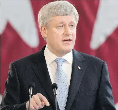  ??  DARREN CALABRESE/THE CANADIAN PRESS ?? Prime Minister Stephen Harper in Toronto on Wednesday. Harper announced plans to introduce legislatio­n that would keep what it calls ‘Canada’s most heinous criminals’ behind bars for life with no chance of parole.