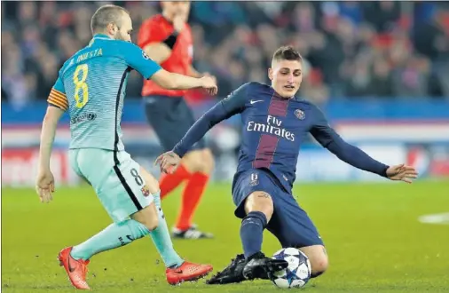  ??  ?? EL OBJETIVO NÚMERO UNO. Marco Verratti jugó contra el Barcelona esta temporada en Champions en la ronda de octavos de final.