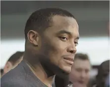  ?? STAFF PHOTO BY JOHN WILCOX ?? GROWING INTO HIS ROLE: Trey Flowers, who will be a key player in the Patriots defensive line tomorrow, speaks to reporters last week in Foxboro.