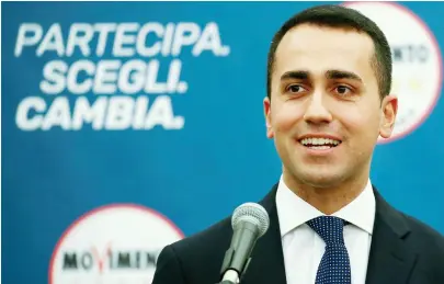  ??  ?? Five Star Movement leader Luigi Di Maio during a news conference, the day after Italy’s parliament­ary election, in Rome on Monday. (Reuters)