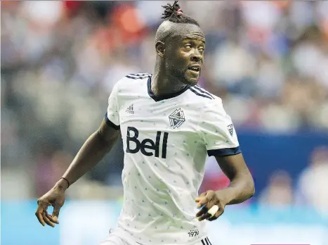  ?? GERRY KAHRMANN ?? Whitecaps striker Kei Kamara scored on penalty against Dallas FC in the 100th minute, which tied for the latest goal in a regulation game in MLS history. The Caps’ last three games have all been 2-2 ties.