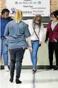  ??  ?? Emerson North student Kanijah Manuel tries to walk a straight line while wearing goggles that simulate intoxicati­on during the “My Life, My Body” program at the downtown Oklahoma City school.