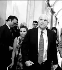  ??  ?? McCain leaves the the Senate chamber at the US Capitol after voting on the GOP ‘Skinny Repeal’ health care bill in Washington, DC. — AFP photo