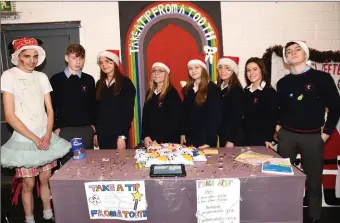  ??  ?? TY Pupils from Colaiste Treasa Kanturk at their ‘Take a Tip from a Tooth’ stand at the LEO North Cork Schools enterprise Programme 2016 Trade Fair.