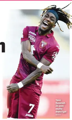  ?? GETTY ?? Yann Karamoh 24 anni esulta dopo il gol