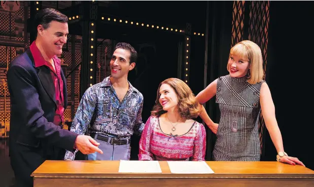  ?? — MATTHEW MURPHY ?? From left, James Clow, Jacob Heimer, Sarah Bockel and Sarah Goeke in Beautiful — The Carole King Musical, which runs Nov. 13-18 at Queen Elizabeth Theatre. The play is described as a jukebox musical showcasing some of the best songs of the 1960s and 1970s.