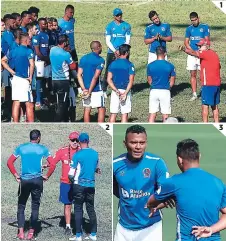  ?? FOTOS: RONAL ACEITUNO ?? (1) Manuel Keosseián habló con el plantel de jugadores antes del entrenamie­nto. (2) El DT dialogó con Donis y Menjívar. (3) Ever Alvarado reconoció que el Motagua los superó el domingo.