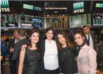  ?? (Shahar Azran) ?? ON THE New York Stock Exchange floor on Thursday are, from left, Liat Mordechay Hertanu, Karen Haruvi, Tzameret Fuerst, and Noa Raviv.