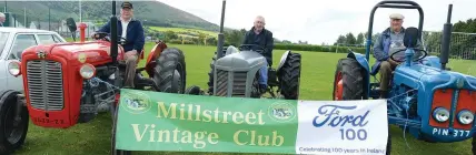  ??  ?? Millstreet Vintage Club Phil Casey, Dan O’Riordan and Joe Roche looking ahead to their Vintage Club in support of Cancer Connect. Picture John Tarrant