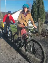  ?? ?? Kate Forbes MSP gets on her bike in Spean Bridge.
