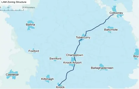  ?? ?? The existing N17 route which will be largely replaced from Knock to Collooney.