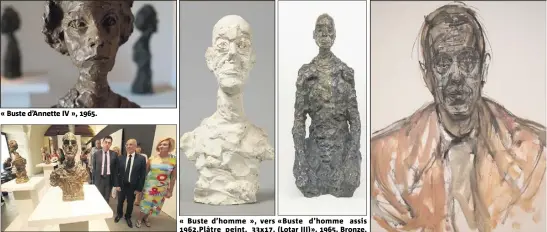  ??  ?? « Buste d’Annette IV », . Éric Ciotti a inauguré l’exposition hier après-midi. « Buste d’homme », vers «Buste d’homme assis .Plâtre peint, x. (Lotar III)», . Bronze, x. cm. ,x,xcm. « Giorgio Soavi », huile sur toile, xcm, .