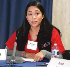  ??  ?? Allysha Shin, who was injured in an incident at Keck Medicine, spoke at an OSHA conference on violence in the workplace in Washington, D.C., in January.