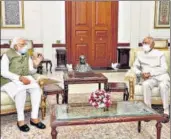  ?? ANI ?? Prime Minister Narendra Modi during a meeting with President n
Ram Nath Kovind at Rashtrapat­i Bhavan on Sunday.