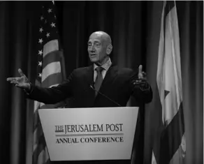  ??  ?? EHUD OLMERT speaks at ‘The Jerusalem Post’ Annual Conference.