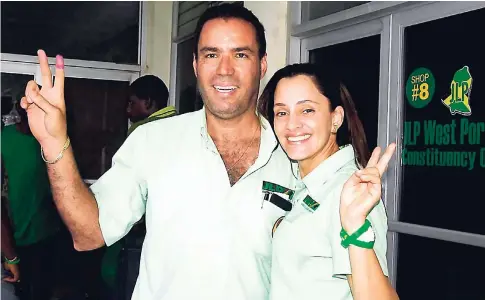  ??  ?? Daryl Vaz with his wife Ann-Marie after voting in 2007. Ann-Marie Vaz is expected to run for JLP in Portland Eastern in the next general election.