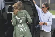  ?? Mandel Ngan / AFP / Getty Images ?? First lady Melania Trump’s wardrobe choice raised eyebrows on the day she visited immigrant children at a facility in Texas.