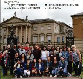  ??  ?? Students of the UOD programmes with internatio­nal partnershi­p manager Gail Thrippleto­n (rightmost) at Kedleston Hall in Derby.