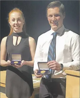  ?? SuBmiTTed ?? Marika Schenkels and Luke Fisher were presented with the Lieutenant Governor’s Medal during an awards ceremony at South Colchester Academy.