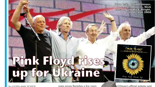  ?? ?? From left, David Gilmour, Roger Waters, Nick Mason, and Rick Wright, who died in 2008