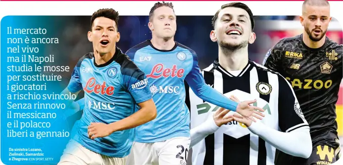  ?? ICON SPORT, GETTY ?? Da sinistra Lozano, Zielinski, Samardzic e Zhegrova