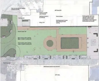  ?? Photo: Toowoomba Regional Council ?? GOING GREEN: One of three different concept designs for the $100,000 upgrade of the Village Green in the Toowoomba CBD.